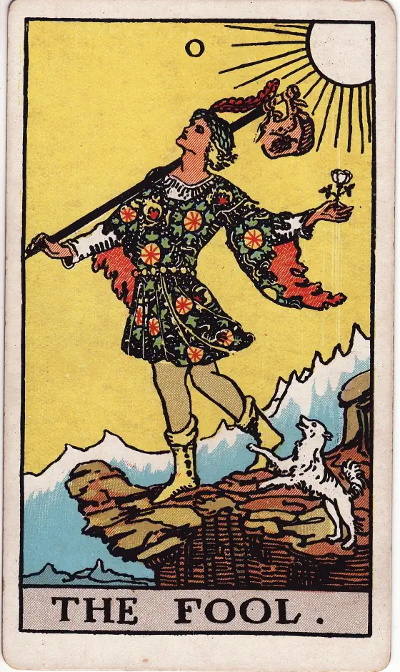 The Fool: With light step, as if earth and its trammels had little power to restrain him, a young man in gorgeous vestments pauses at the brink of a precipice among the great heights of the world.
